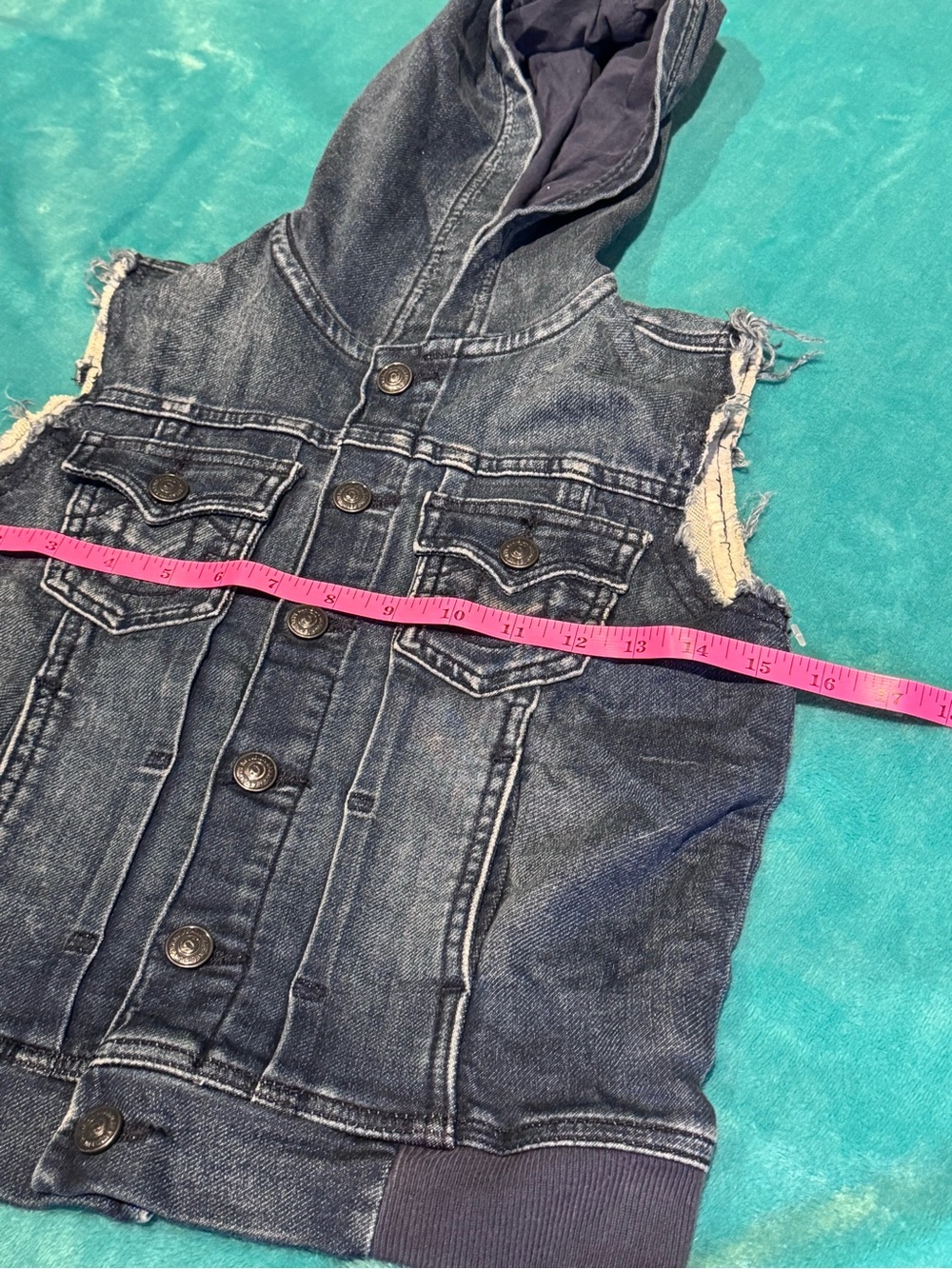 True Religion Boys Hooded Denim Vest - Size 6 - Picture 7 of 7